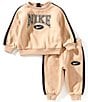 Nike Baby Boys Long Sleeve Game Day Essentials Sweatshirt & Joggers Set, Color:Hemp - Image 1