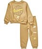 Nike Little Boys Long-Sleeve Just Do It Fleece Sweatshirt & Matching Fleece Jogger Pants Set, Color:Parachute - Image 1