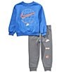 Nike Little Boys Long-Sleeve Just Do It Fleece Sweatshirt & Matching Fleece Jogger Pants Set, Color:Smoke - Image 1