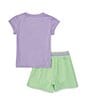 Color:Vapor Green/Purple - Image 2 - Little Girls 2-6X Short-Sleeve Prep In Your Step T-Shirt & Coordinating Skort Set