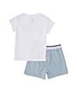 Color:Twilight Blue/White - Image 2 - Little Girls 2-6X Short-Sleeve Prep In Your Step T-Shirt & Coordinating Skort Set