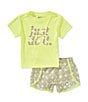 Nike Little Girls Short Sleeve Swoosh Motion Top & Sprinter Printed Shorts 2-Piece Set, Color:Nike Light Yellow - Image 1