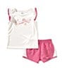 Nike Little Girls Flutter-Sleeve Floral-Graphic T-Shirt & Coordinating Tempo Shorts Set, Color:Magic Fuchsia - Image 1