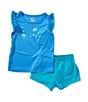 Nike Little Girls Flutter-Sleeve Floral-Graphic T-Shirt & Coordinating Tempo Shorts Set, Color:Dusty - Image 1