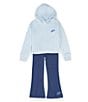 Color:Diffused Blue w/Blue Tint/Nike Polar - Image 1 - Little Girls 2T-6X Home Swoosh Pullover Hoodie & Jogger 2-Piece Set