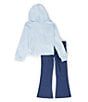 Color:Diffused Blue w/Blue Tint/Nike Polar - Image 2 - Little Girls 2T-6X Home Swoosh Pullover Hoodie & Jogger 2-Piece Set