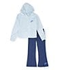 Color:Diffused Blue w/Blue Tint/Nike Polar - Image 3 - Little Girls 2T-6X Home Swoosh Pullover Hoodie & Jogger 2-Piece Set