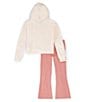 Color:Red Stardust w/Guava Ice/Cedar - Image 2 - Little Girls 2T-6X Home Swoosh Pullover Hoodie & Jogger 2-Piece Set