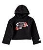 Color:Black - Image 1 - Little Girls 2T-6X Long Sleeve Floral Graphic Hoodie