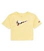 Color:Soft Yellow - Image 1 - Little Girls 2T-6X Metamorph Swoosh Short Sleeve Boxy T-Shirt