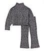 Color:Black/Nike Polar/White - Image 2 - Little Girls 2T-6X Notebook Long Sleeve Stretch Jersey Jacket & Matching Flare Leg Leggings Set