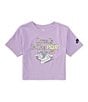 Color:Lilac Bloom - Image 1 - Little Girls 2T-6X Short Sleeve Crew Neck Love Is The Pair T-Shirt