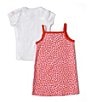 Color:Pink Rise - Image 3 - Little Girls 2T-6X Short Sleeve Floral Dress 2-Piece Set