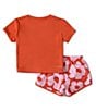 Nike Little Girls Short Sleeve Floral Sprint T-Shirt & Shorts Set, Color:Picante Red/White - Image 2