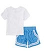 Color:University Blue/White - Image 2 - Little Girls 2T-6X Short Sleeve Fly T-Shirt & Croosover Shorts Set