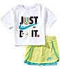 Nike Little Girls Short Sleeve Just Believe Scooter Set, Color:Limelight - Image 1