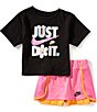 Nike Little Girls Short Sleeve Just Believe Scooter Set, Color:Playful Pink - Image 1
