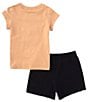 Color:Black - Image 2 - Little Girls 2T-6X Short Sleeve Just Do It Floral Skort 2-Piece Set