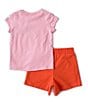 Color:Picante Red - Image 2 - Little Girls 2T-6X Short Sleeve Just Do It Floral Skort 2-Piece Set