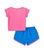 Color:Aquarius Blue - Image 2 - Little Girls 2T-6X Short Sleeve Just Do It T-Shirt & Color Block Shorts Set