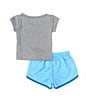 Color:Soft Yellow - Image 2 - Little Girls 2T-6X Short Sleeve Just Do It T-Shirt & Color Block Shorts Set
