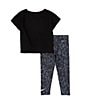 Color:Smoke Grey - Image 2 - Little Girls 2T-6X Short Sleeve Just Do It T-Shirt & Printed Leggings Set
