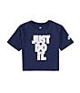 Color:Midnight Navy - Image 1 - Little Girls 2T-6X Short Sleeve Just Do It T-Shirt