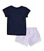 Color:Lilac Bloom - Image 3 - Little Girls 2T-6X Short Sleeve Sweet Swoosh Top & Short 2-Piece Set