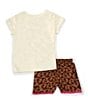 Color:Cacao Wow - Image 3 - Little Girls 2T-6X Short Sleeve Sweet Swoosh Top & Short 2-Piece Set
