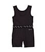 Color:Black - Image 2 - Little Girls 2T-6X Sleeveless All Day Play Unitard Romper