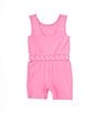 Color:Playful Pink - Image 2 - Little Girls 2T-6X Sleeveless All Day Play Unitard Romper