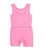 Color:Playful Pink - Image 2 - Little Girls 2T-6X Sleeveless All Day Play Unitard Romper