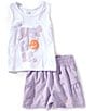 Nike Little Girls Sleeveless Sunny Swoosh JDI Tank & Shorts Set, Color:Hydrangea - Image 1