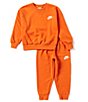 Color:N3X Campfire Orange/Melon Tint/Pale - Image 3 - Little Girls 2T-7 Long Sleeve Crew Neck Pullover Graphic Fleece Top and Jogger Pants Set