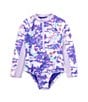 Color:Lilac Bloom - Image 1 - Little Girls 4-6X Long Sleeve One Piece Swimsuit