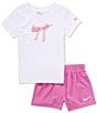 Nike Little Girls Short Sleeve Swoosh Ribbon Tee & Short 2-Piece Set - Image 2