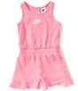 Nike Little Girls Sleeveless Ruffle Trim Romper - Image 1