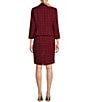 Color:Classic Red/Black - Image 2 - Crepe Houndstooth Print Peter Pan Collar Long Sleeve Jacket Dress Set