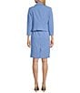 Color:Pale Blue - Image 2 - Fold Over Button Front Sheath Jacket Dress Set