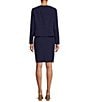 Color:Bright Navy - Image 2 - Scoop Neck Long Sleeve Button Front Jacket Skirt Set