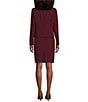 Color:Bordeaux - Image 2 - Scoop Neck Long Sleeve Button Front Jacket Skirt Set