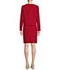 Nipon Boutique Scoop Neck Long Sleeve Button Front Jacket Skirt Set, Color:Classic Red - Image 2