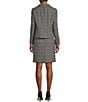 Color:Grey Multi - Image 2 - Tweed Notch Lapel Collar Long Sleeve Button Front Jacket and Skirt Set