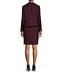 Color:Bordeaux Multi - Image 2 - Tweed Notch Lapel Collar Long Sleeve Button Front Jacket and Skirt Set