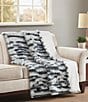 Noble Excellence Ribbed Faux Fur Electric Throw, Color:Gray/White - Image 1