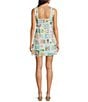 Nobody's Child Ciara Stamp Print Linen Blend Square Neck Sleeveless Mini Shift Dress - Image 2