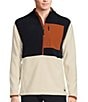 Color:Ecru - Image 1 - Nomad Collection Long Sleeve Fleece Colorblock Half Zip Mockneck Pullover