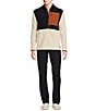 Color:Ecru - Image 3 - Nomad Collection Long Sleeve Fleece Colorblock Half Zip Mockneck Pullover
