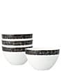 Color:Black - Image 1 - Black Rill Collection Cereal Bowls, Set of 4