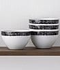 Color:Black - Image 3 - Black Rill Collection Cereal Bowls, Set of 4